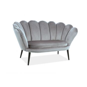Canapea fixa tapitata cu stofa, 2 locuri Magnolia II Velvet Gri / Wenge, l152xA85xH87 cm