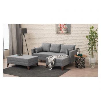 Coltar dreapta cu taburet pentru picioare Balcab Home, 208x81x85 cm - Balcab Home, Gri & Argintiu