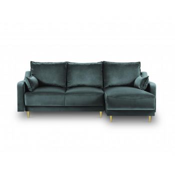 Coltar extensibil reversibil cu 4 locuri Pansy Petrol - Mazzini Sofas, Albastru