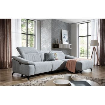 Coltar Gapar Link 11 Fix cu Arcuri Ondulate si Spuma Poliuretanica, Sezlong pe Dreapta, Mecanism Electric Relax, tapitat cu Stofa, Tetiere Reglabile, l290xA170xH84-105 cm