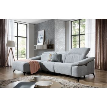 Coltar Gapar Link 11 Fix cu Arcuri Ondulate si Spuma Poliuretanica, Sezlong pe Stanga, Mecanism Electric Relax, tapitat cu Stofa, Tetiere Reglabile, l290xA170xH84-105 cm
