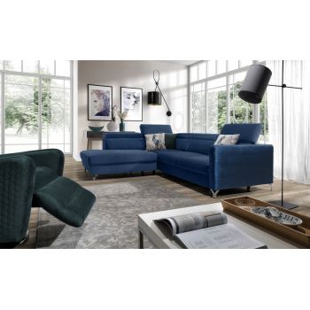 Coltar Mazzi Monolith 77/Monolith Z77 Extensibil cu Arcuri Ondulate si Spuma Poliuretanica, Sezlong pe Stanga, Suprafata de Dormit 200x120 cm, tapitat cu Stofa Water Repellent/Eco Friendly, cu Lada de Depozitare, Tetiere Reglabile, l265xA220xH75-95 cm