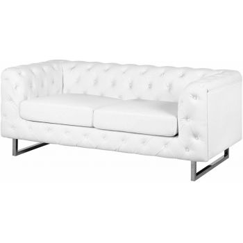 Canapea CHESTERFIELD, lemn de stejar, alba, 195 x 70 x 76 cm