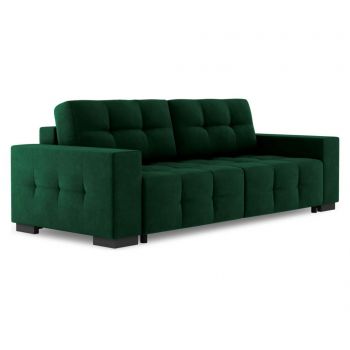 Canapea extensibila 3 locuri Alto Velvet Bottle Green and Wenge Brown - Kooko Home, Verde