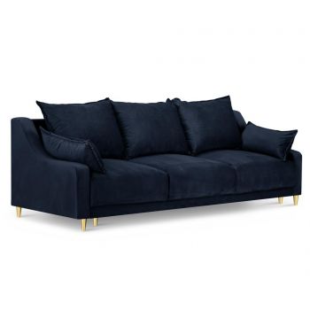 Canapea extensibila 3 locuri Pansy Dark Blue - Mazzini Sofas, Albastru la reducere Canapea extensibila 3 locuri Pansy Dark Blue - Mazzini Sofas, Albastru la reducere