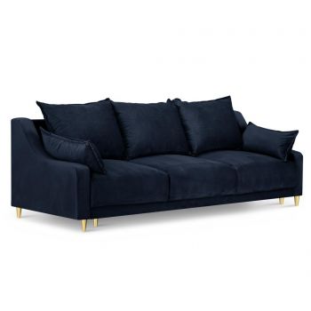 Canapea extensibila 3 locuri Pansy Dark Blue - Mazzini Sofas, Albastru