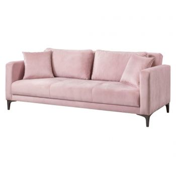 Canapea extensibila 3 locuri Velvet Pink - Gauge Concept, Roz