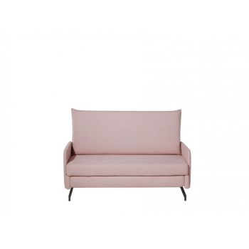 Canapea extensibila BELFAST, textil, roz, 68 x 140 x 80 cm