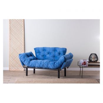 Canapea extensibila cu 2 locuri Futon, 155x70x85 cm - FUTON, Albastru