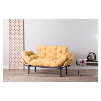 Canapea extensibila cu 2 locuri Futon, Sunny Small, 155x70x85 cm - FUTON, Galben & Auriu