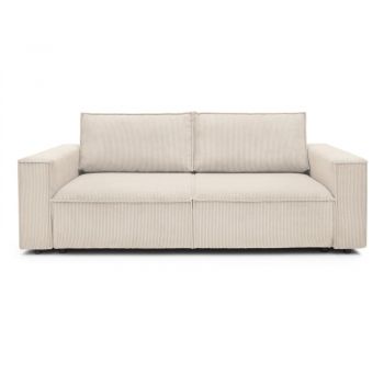 Canapea bej extensibilă cu tapițerie din catifea reiată 245 cm Nihad – Bobochic Paris Canapea bej extensibilă cu tapițerie din catifea reiată 245 cm Nihad – Bobochic Paris