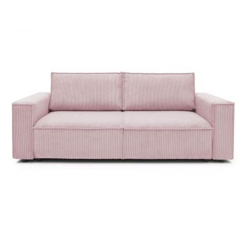 Canapea extensibilă din reiat Bobochic Paris Nihad, 245 cm, roz deschis