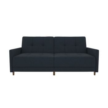 Canapea extensibila, lemn masiv, neagra, 85 x 193 x 86 cm