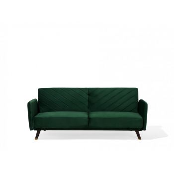 Canapea extensibilă SENJA, catifea, verde, 87 x 200 x 95 cm