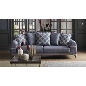 Canapea extensibila tapitata cu stofa, 3 locuri Bella Velvet Bleumarin, l236xA90xH80 cm