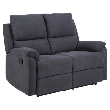 Canapea Recliner tapitata cu stofa, 2 locuri Sabia Gri inchis, l135xA90xH101 cm