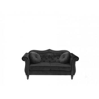 Canapea SKIEN, catifea, neagra, 91 x 165 x 83 cm