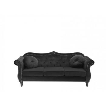 Canapea SKIEN, catifea, neagra, 91 x 200 x 83 cm