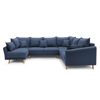 Colțar extensibil cu șezlong pe partea stângă Bobochic Paris Mia XXXL, albastru închis, formă Colțar extensibil cu șezlong pe partea stângă Bobochic Paris Mia XXXL, albastru închis, formă