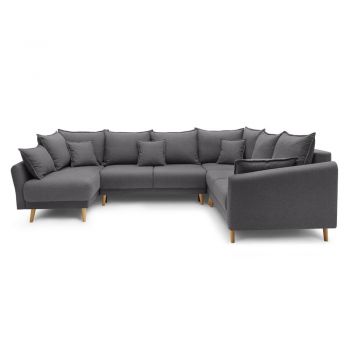 Colțar extensibil cu șezlong pe partea stângă Bobochic Paris Mia XXXL, gri închis, formă Colțar extensibil cu șezlong pe partea stângă Bobochic Paris Mia XXXL, gri închis, formă