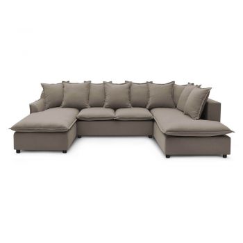 Colțar extensibil cu șezlong pe partea stângă Bobochic Paris Mona XXL, maro, formă Colțar extensibil cu șezlong pe partea stângă Bobochic Paris Mona XXL, maro, formă
