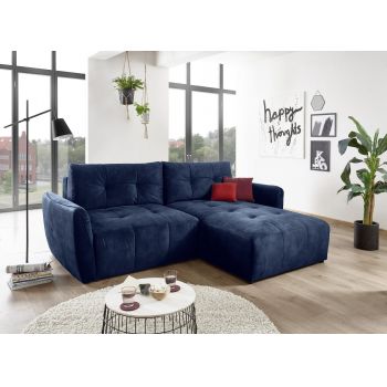 Coltar extensibil cu lada de depozitare, universal (pe stanga sau pe dreapta) tapitat cu stofa Daiana Bleumarin, l244xA182xH90 cm Coltar extensibil cu lada de depozitare, universal (pe stanga sau pe dreapta) tapitat cu stofa Daiana Bleumarin, l244xA182xH90 cm