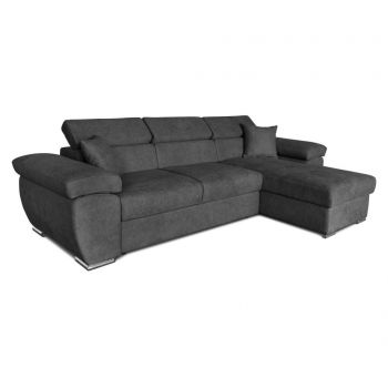 Coltar extensibil reversibil Kult, Como Dark Grey, gri inchis, 286x160x75 cm - Kult, Gri & Argintiu