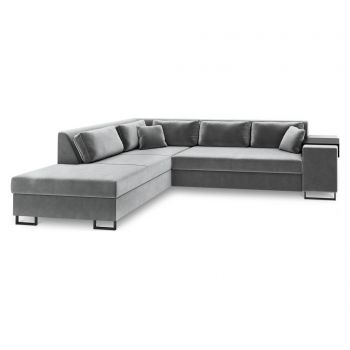 Coltar extensibil stanga Cosmopolitan Design, York Grey, 277x220x74 cm - COSMOPOLITAN Design