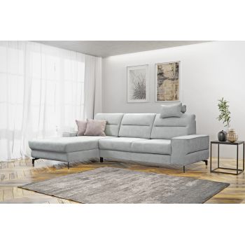 Coltar Noma I Extensibil cu Arcuri Ondulate si Spuma Poliuretanica, Sezlong pe Stanga, Suprafata de Dormit 216x128 cm, cu Lada de Depozitare, l272xA171xH87 cm