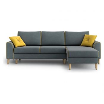 Coltar reversibil extensibil William Steel Blue & Yellow - Optisofa, Albastru