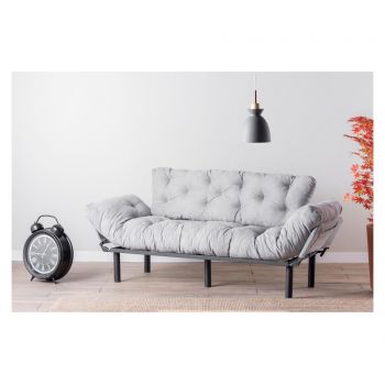 Canapea extensibila cu 3 locuri Futon, 185x70x85 cm - FUTON, Gri & Argintiu