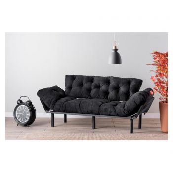 Canapea extensibila cu 3 locuri Futon, 185x70x85 cm - FUTON, Negru