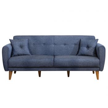 Canapea extensibila cu 3 locuri Omani Dark Blue - Unique Design, Gri & Argintiu