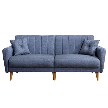 Canapea extensibila cu 3 locuri Tiffany Dark Blue - Unique Design, Gri & Argintiu