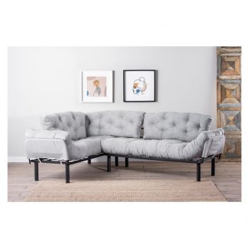 Coltar extensibil Futon, 260x190x85 cm - FUTON, Gri & Argintiu