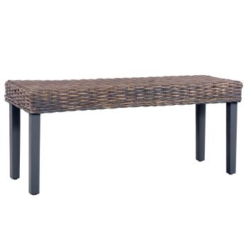 vidaXL Bancă, gri, 110 cm, ratan kubu natural și lemn masiv de mango ieftina vidaXL Bancă, gri, 110 cm, ratan kubu natural și lemn masiv de mango ieftina
