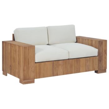 vidaXL Canapea cu 2 locuri, cu perne, lemn masiv de tec