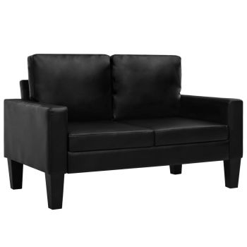 vidaXL Canapea cu 2 locuri, piele artificială, negru vidaXL Canapea cu 2 locuri, piele artificială, negru