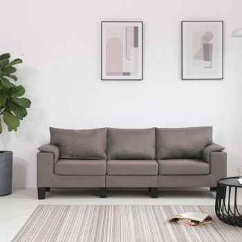 vidaXL Canapea cu 3 locuri, gri taupe, material textil vidaXL Canapea cu 3 locuri, gri taupe, material textil