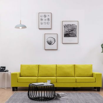 vidaXL Canapea cu 4 locuri, galben, material textil vidaXL Canapea cu 4 locuri, galben, material textil