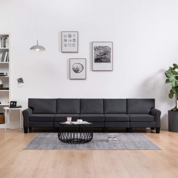 vidaXL Canapea cu 5 locuri, gri închis, material textil vidaXL Canapea cu 5 locuri, gri închis, material textil