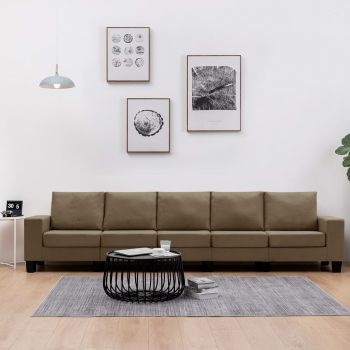 vidaXL Canapea cu 5 locuri, maro, material textil vidaXL Canapea cu 5 locuri, maro, material textil