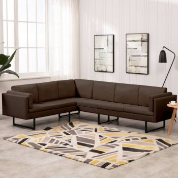 vidaXL Canapea de colț, maro, material textil vidaXL Canapea de colț, maro, material textil