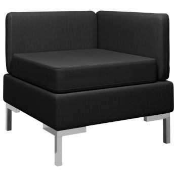 vidaXL Canapea de colț modulară cu pernă, negru, material textil