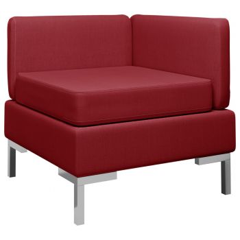 vidaXL Canapea de colț modulară cu pernă, roșu vin, material textil ieftina