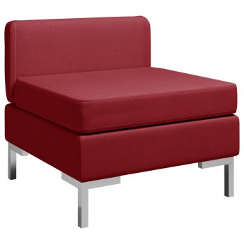 vidaXL Canapea de mijloc modulară cu pernă, roșu vin, material textil