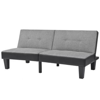 vidaXL Canapea extensibilă reglabilă Textil PVC Gri și negru vidaXL Canapea extensibilă reglabilă Textil PVC Gri și negru