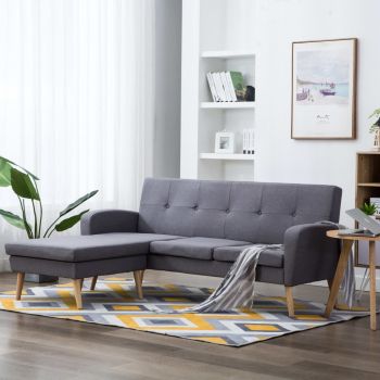 vidaXL Canapea în formă de L gri deschis 186x136x79cm tapițerie pânză