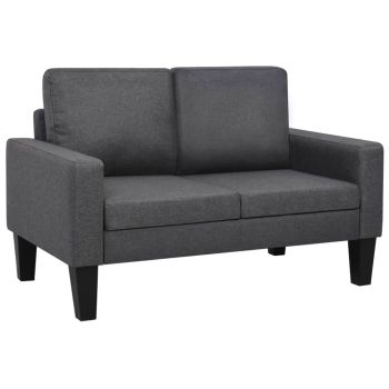 vidaXL Canapea pentru 2 persoane, material textil, gri închis vidaXL Canapea pentru 2 persoane, material textil, gri închis