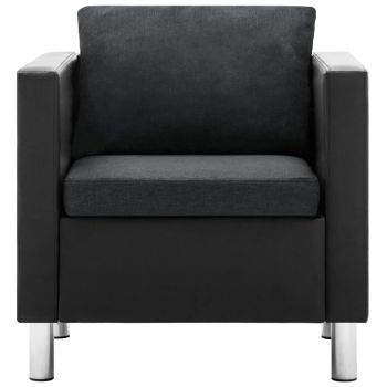 vidaXL Set canapea, 2 piese, piele ecologică, negru și gri închis